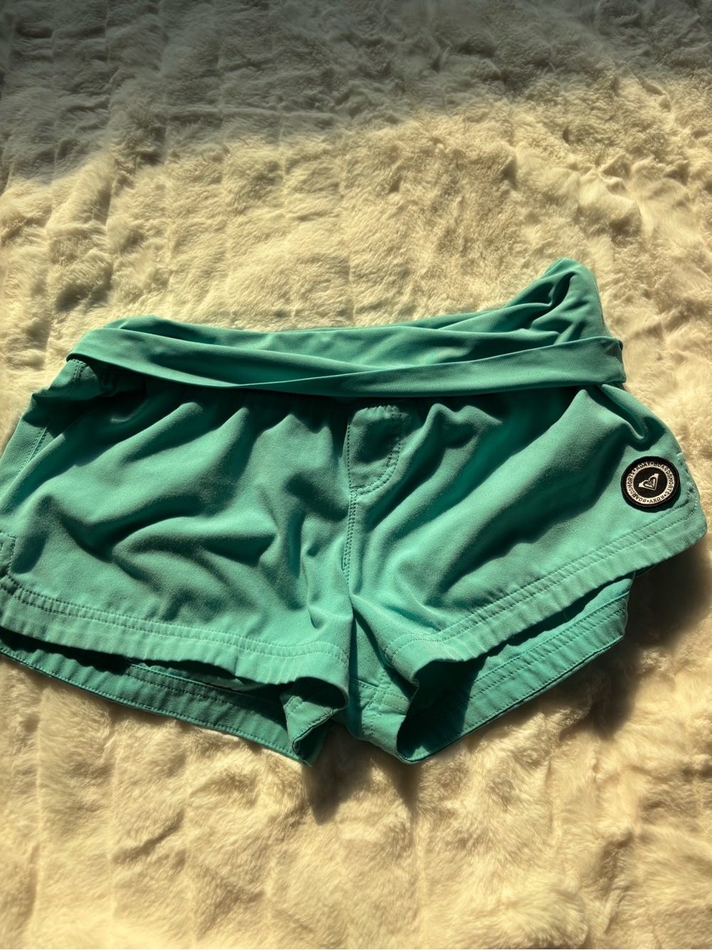 🎁Roxy Women's Aqua Fold-Over Athletic Shorts